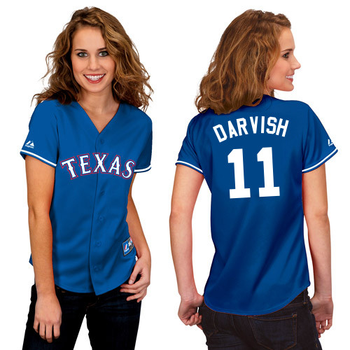 Yu Darvish #11 mlb Jersey-Texas Rangers Women's Authentic 2014 Alternate Blue Baseball Jersey